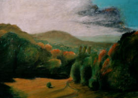 Landschaft 2, Ölpastell auf Karton, 50x70cm